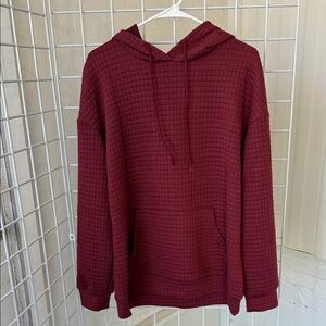 Burgundy Waffle Hoodie oversized Large